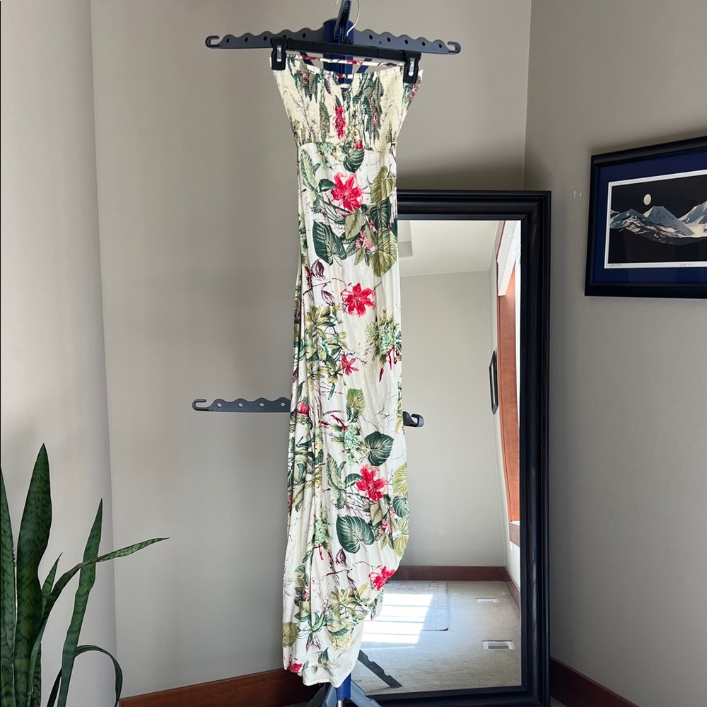 Floral Maxi Dress in Cream and Green
